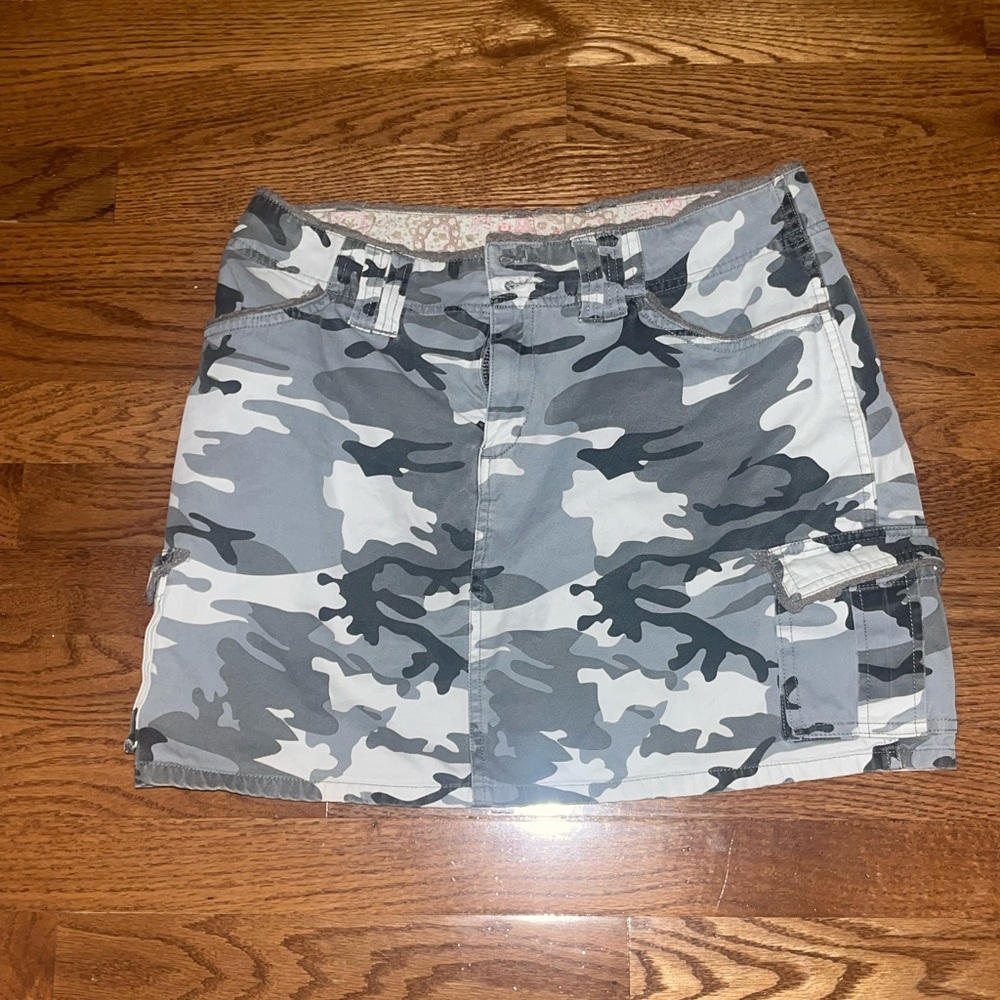 Gray Y2K vintage archive cute stylish Camouflage Cargo Skirt